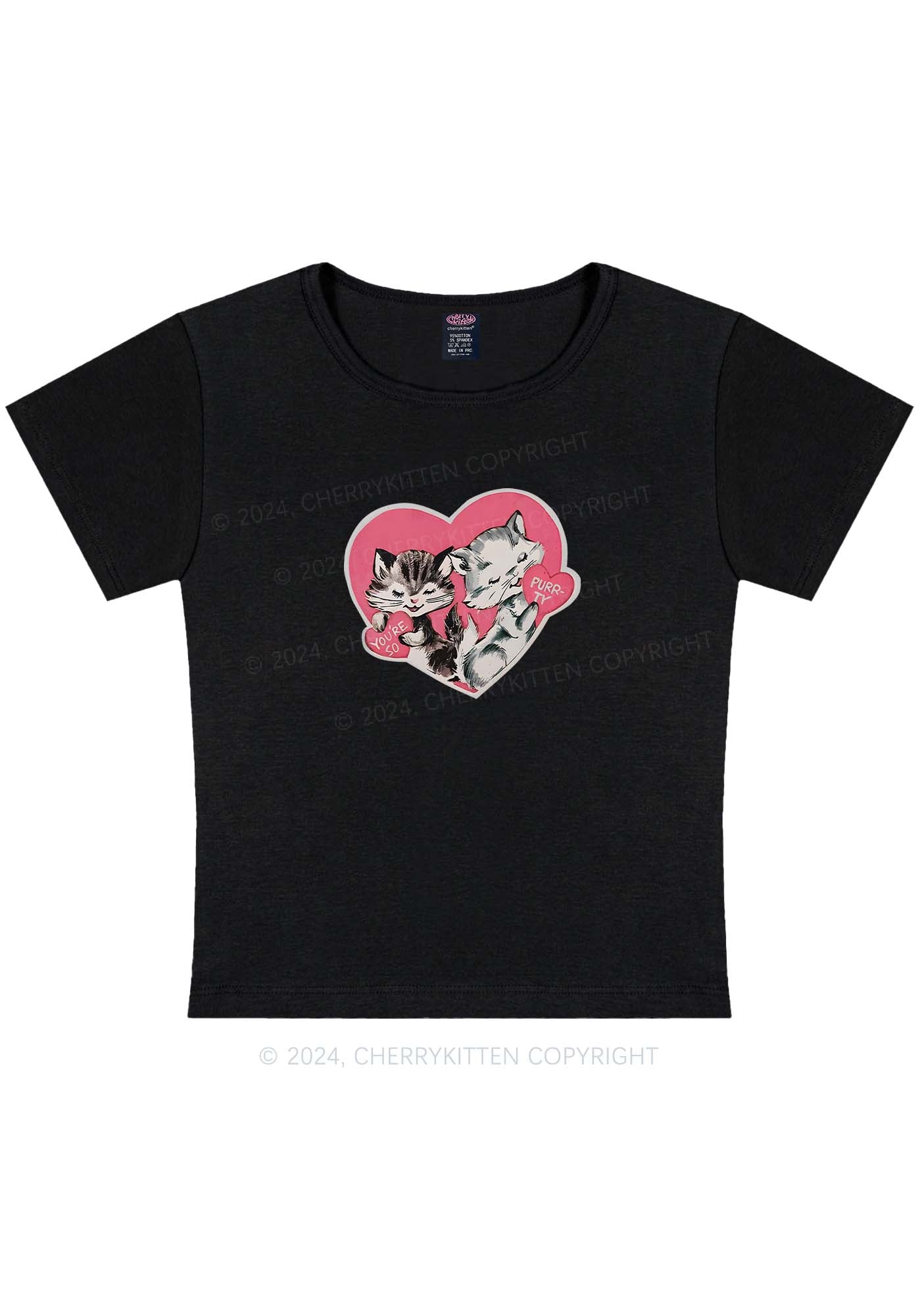 You Are So Purrty Y2K Valentine's Day Baby Tee Cherrykitten