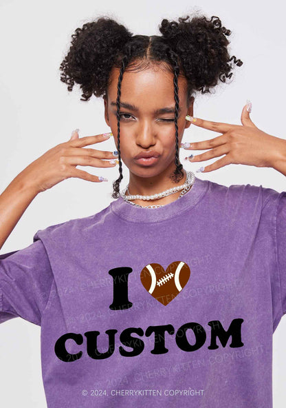 I Love Custom Football Y2K Super Bowl Washed Tee Cherrykitten