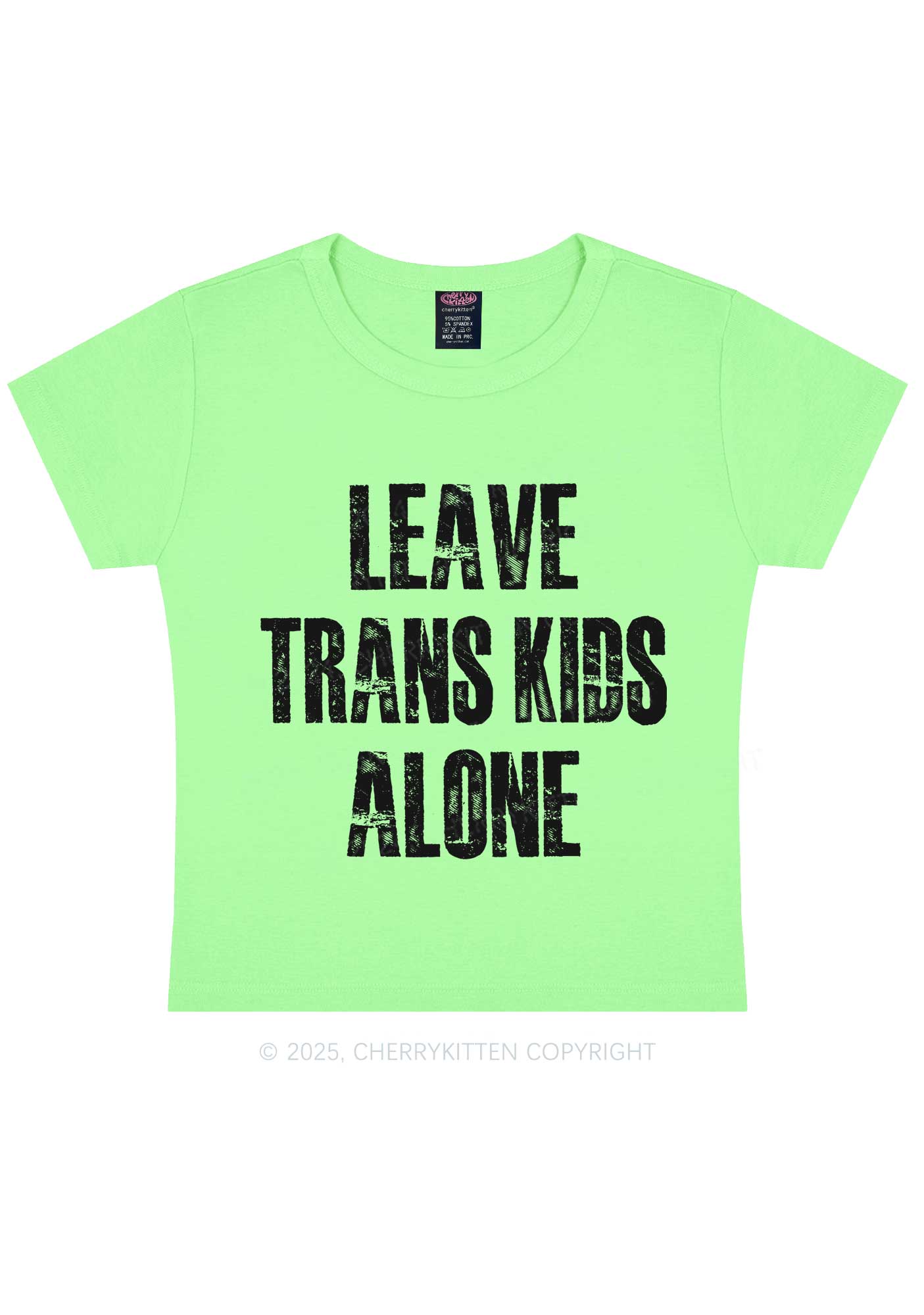 Leave Trans Kids Alone Y2K Baby Tee Cherrykitten