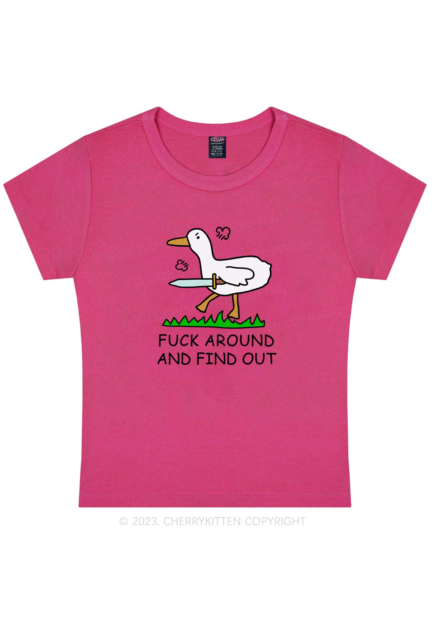 Curvy Sword Duck Y2K Baby Tee Cherrykitten