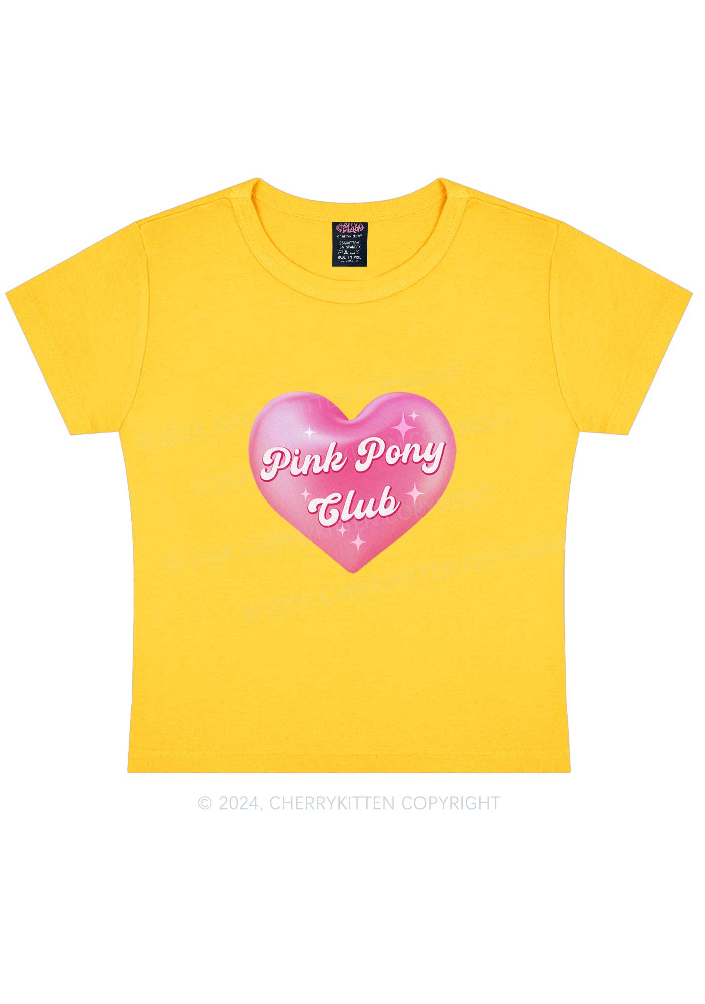 Pink Heart Pony Club Y2K Baby Tee Cherrykitten