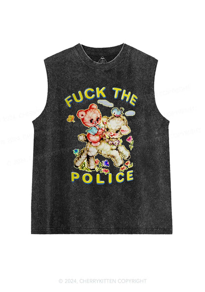 Baby Sheep Fxxk Police Y2K Washed Tank Cherrykitten