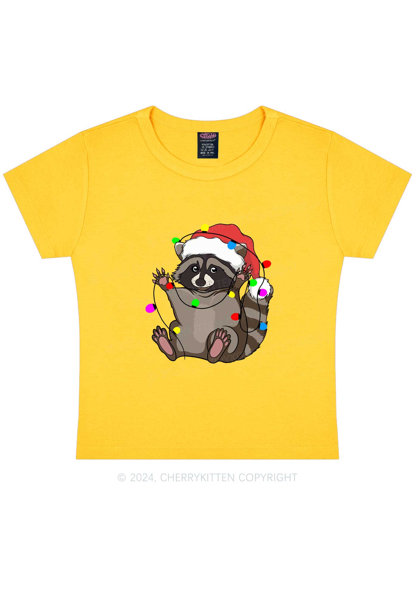 Christmas Raccoon Y2K Baby Tee Cherrykitten