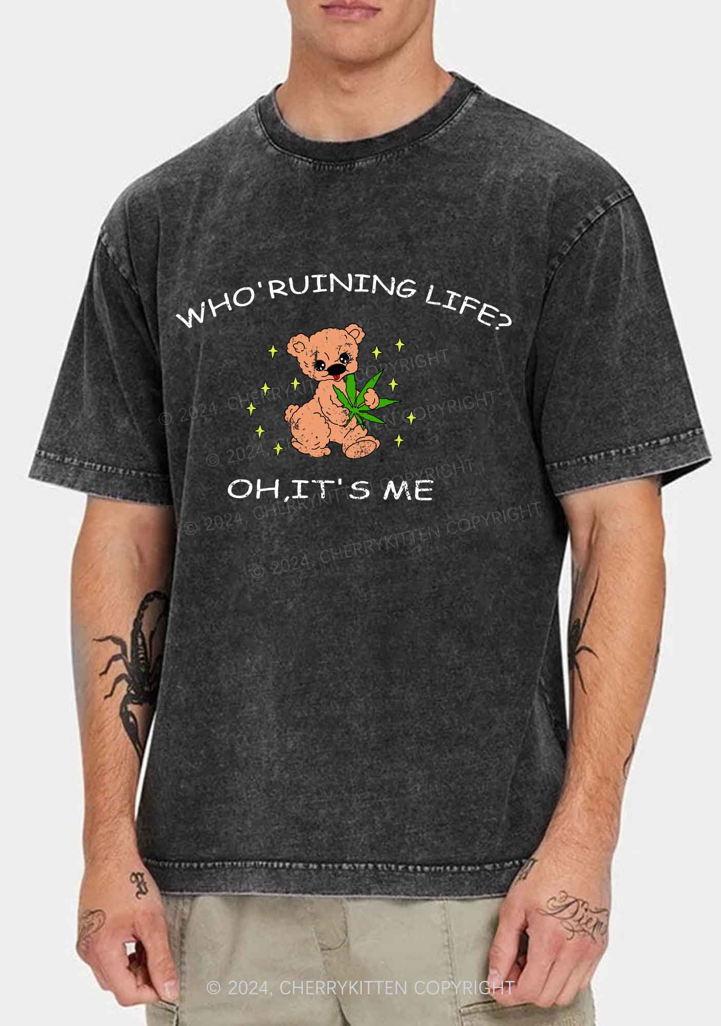 Who' Ruining Life Y2K Washed Tee Cherrykitten