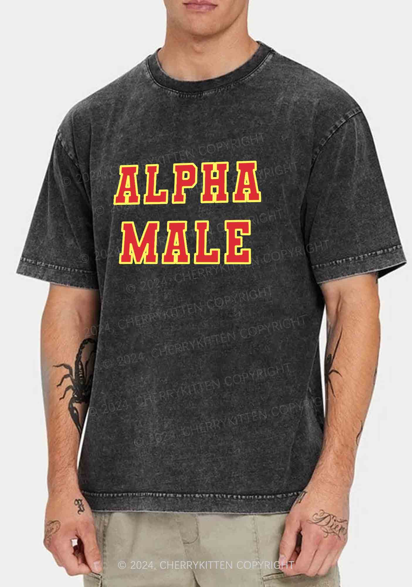 Red Alpha Male Y2K Washed Tee Cherrykitten