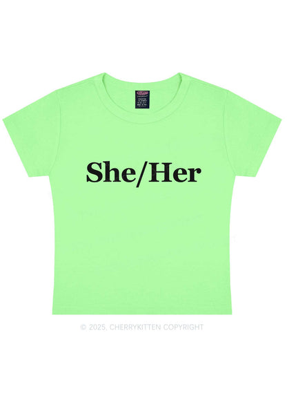 She Or Her Y2K Baby Tee Cherrykitten