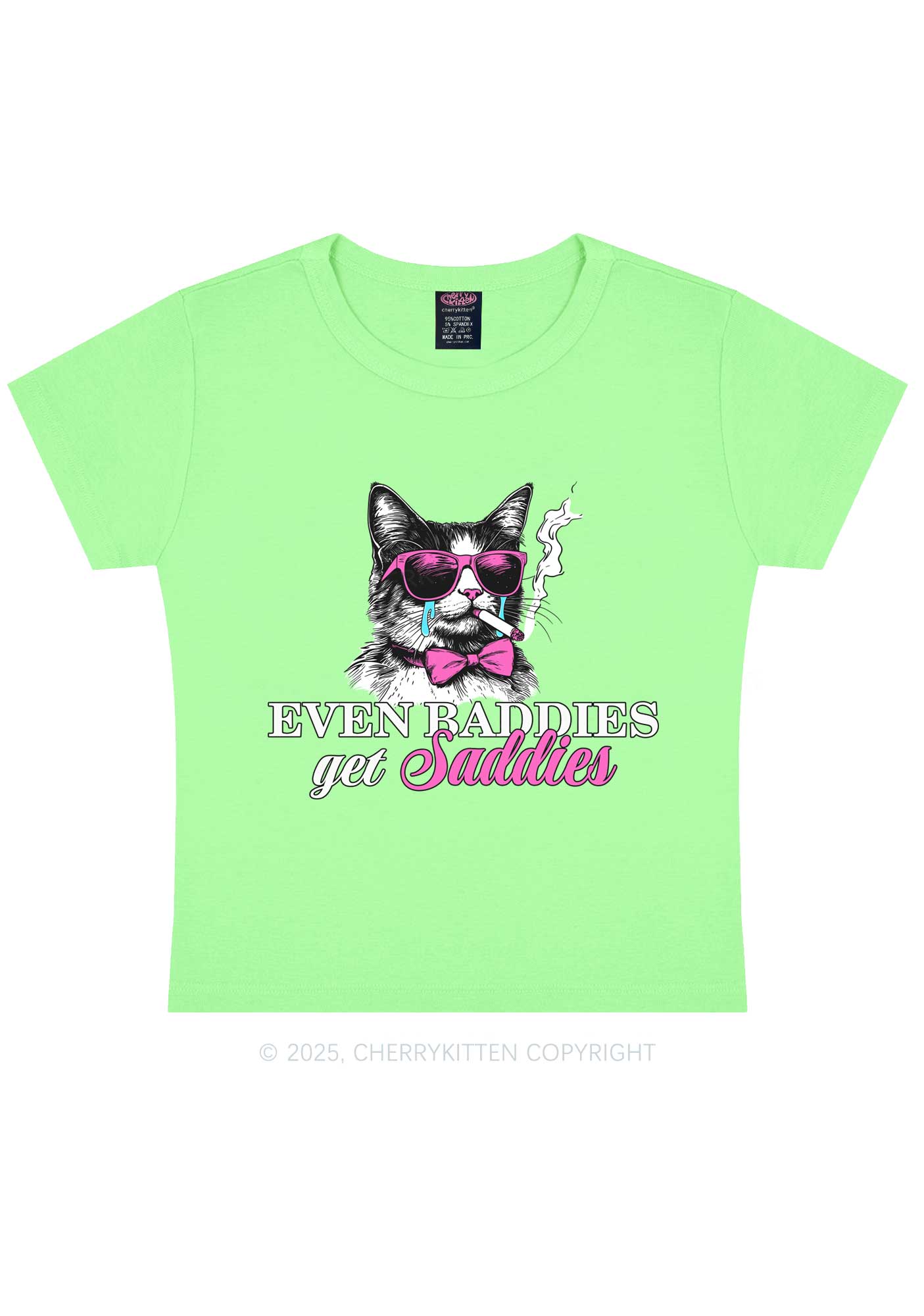 Baddies Cat Get Saddies Y2K Baby Tee Cherrykitten