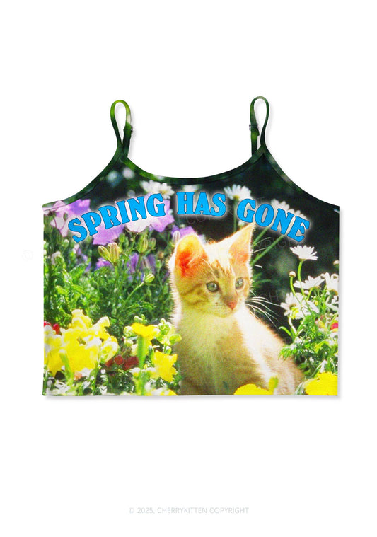 Spring Has Gone Y2K Print Cami Crop Top Cherrykitten