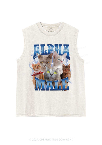 Blue Lightning Alpha Male Y2K Washed Tank Cherrykitten