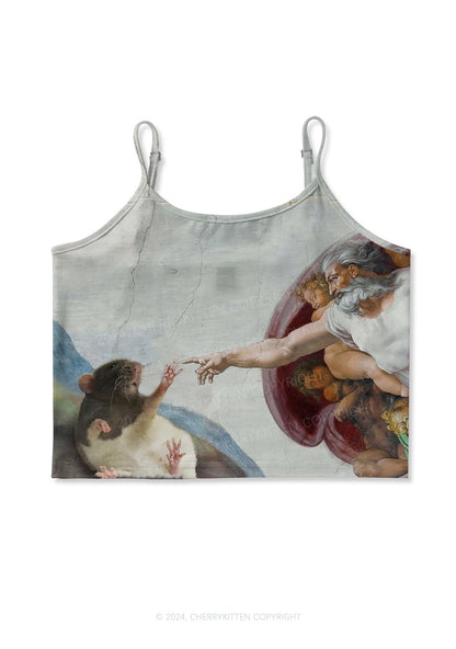 God Give Rat Y2K Print Cami Crop Top Cherrykitten