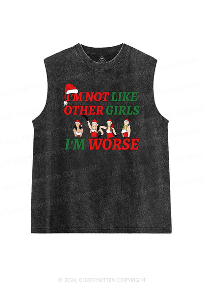 Christmas I'm Worse Y2K Washed Tank Cherrykitten