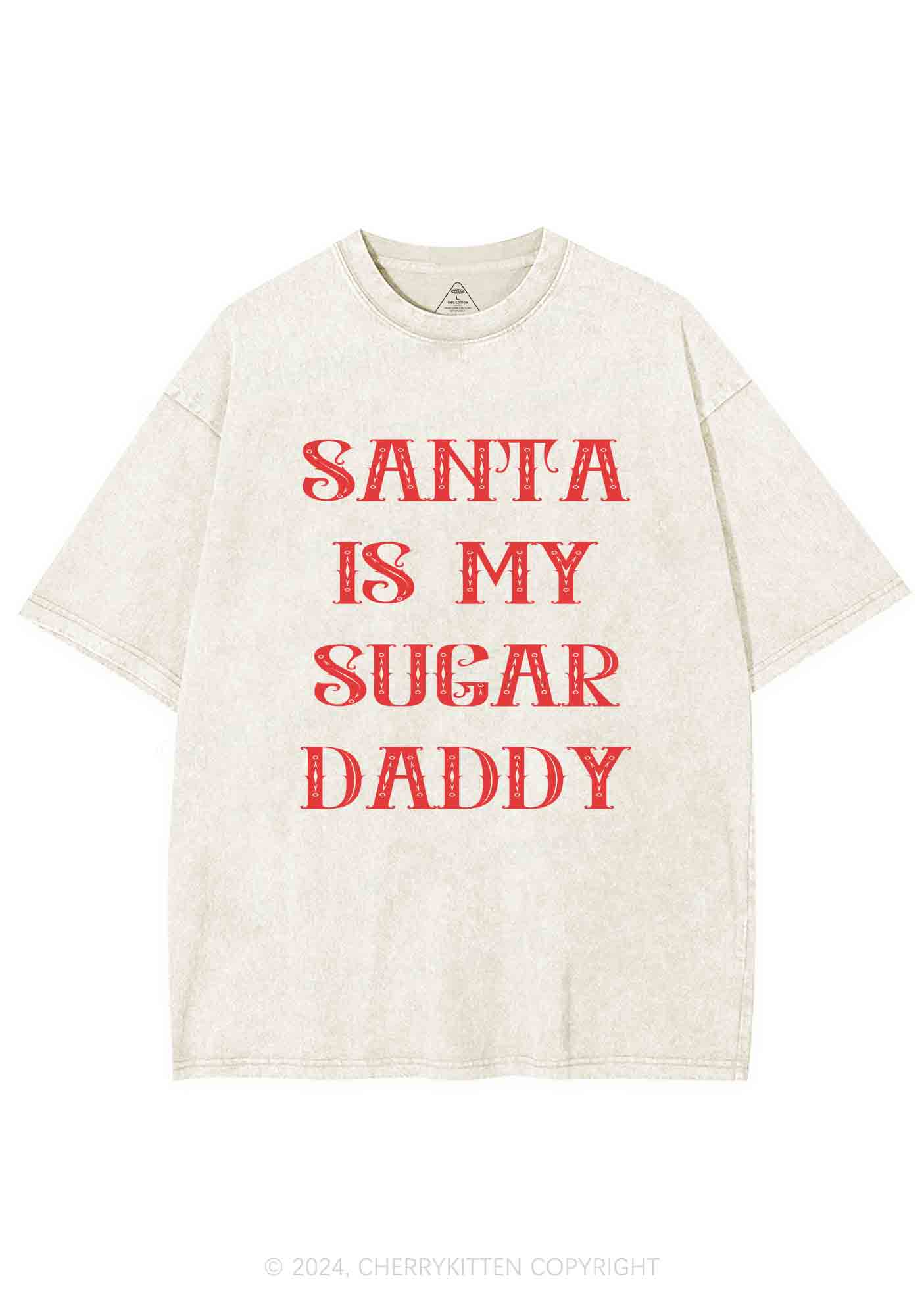 Christmas Sugar Daddy Y2K Washed Tee Cherrykitten