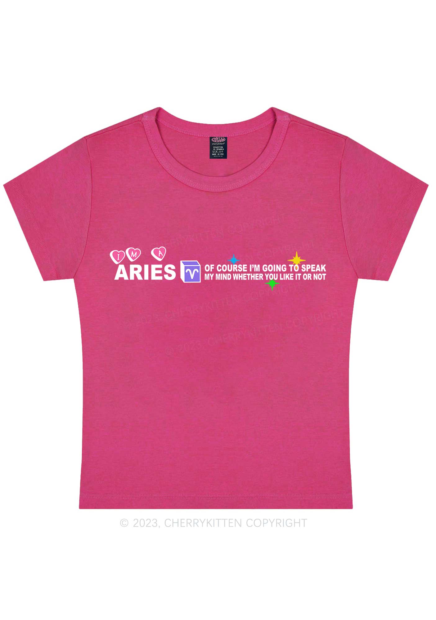 Curvy I'm A Aries Y2K Baby Tee Cherrykitten