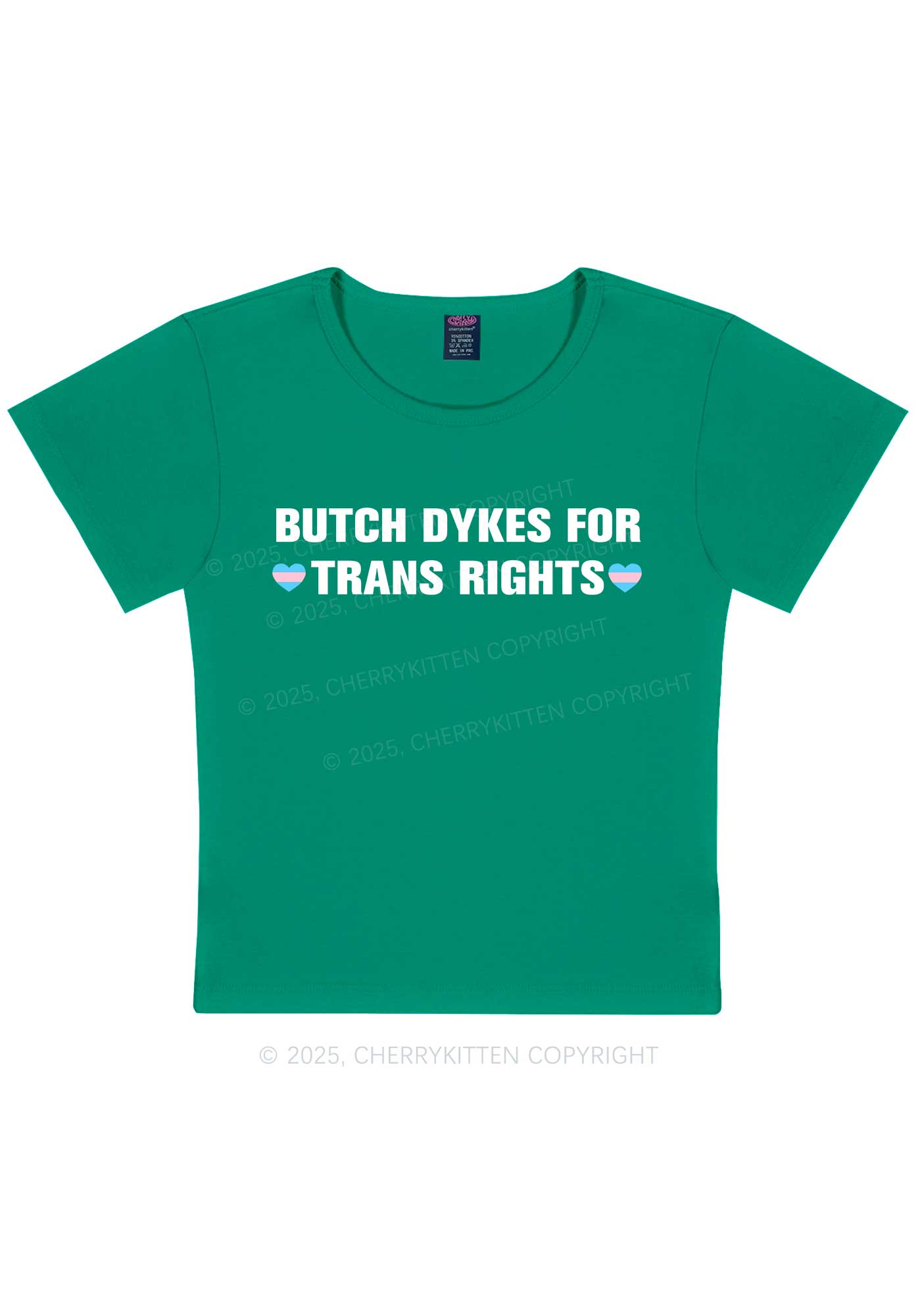 Butch Dykes For Trans Rights Y2K Baby Tee Cherrykitten