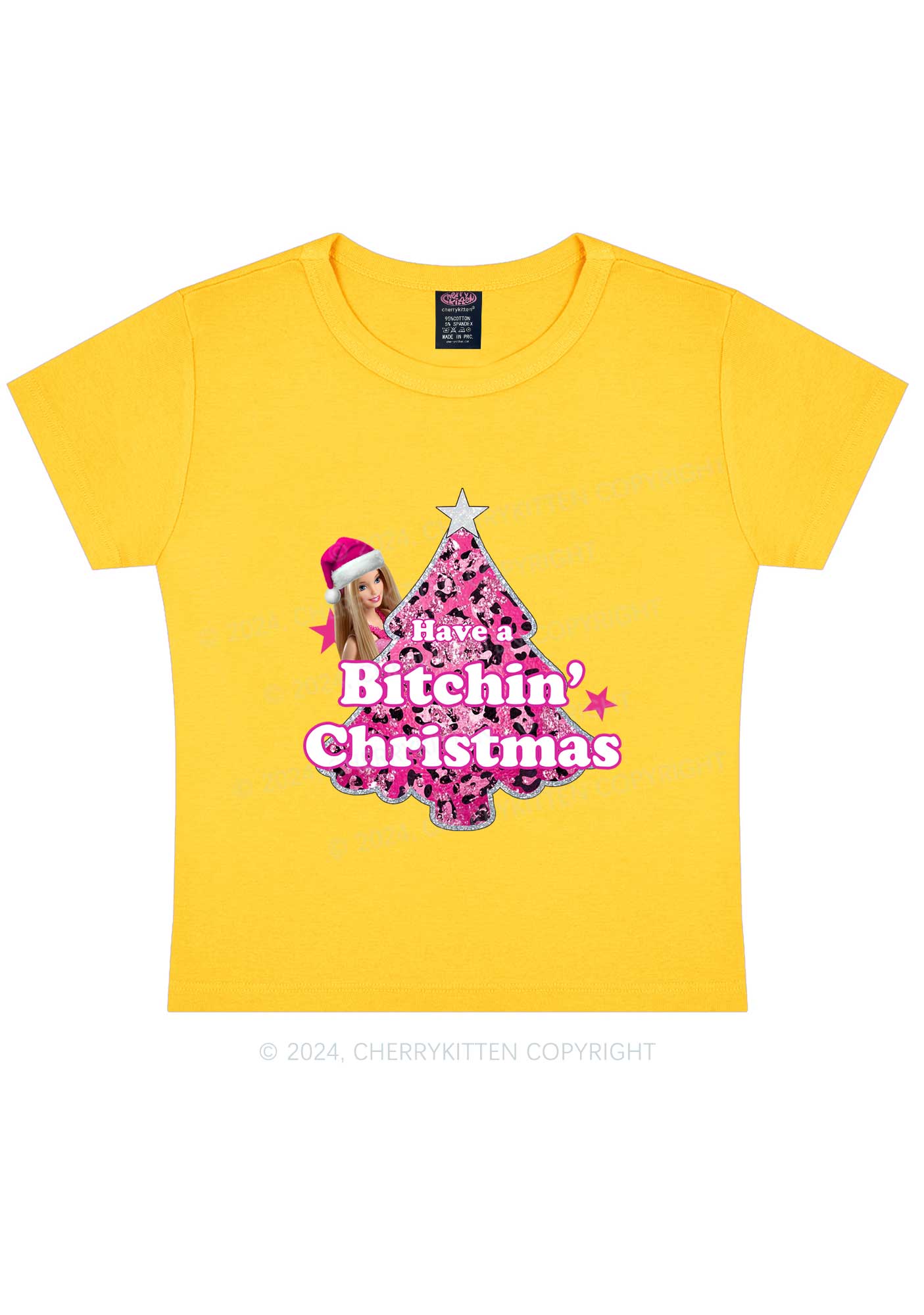 Christmas Bxxchin Y2K Baby Tee Cherrykitten