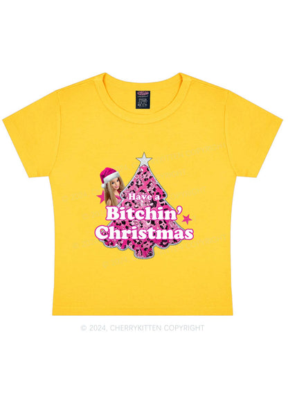 Christmas Bxxchin Y2K Baby Tee Cherrykitten