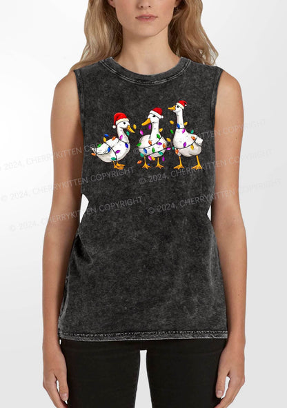 Christmas Santa Duck Y2K Washed Tank Cherrykitten