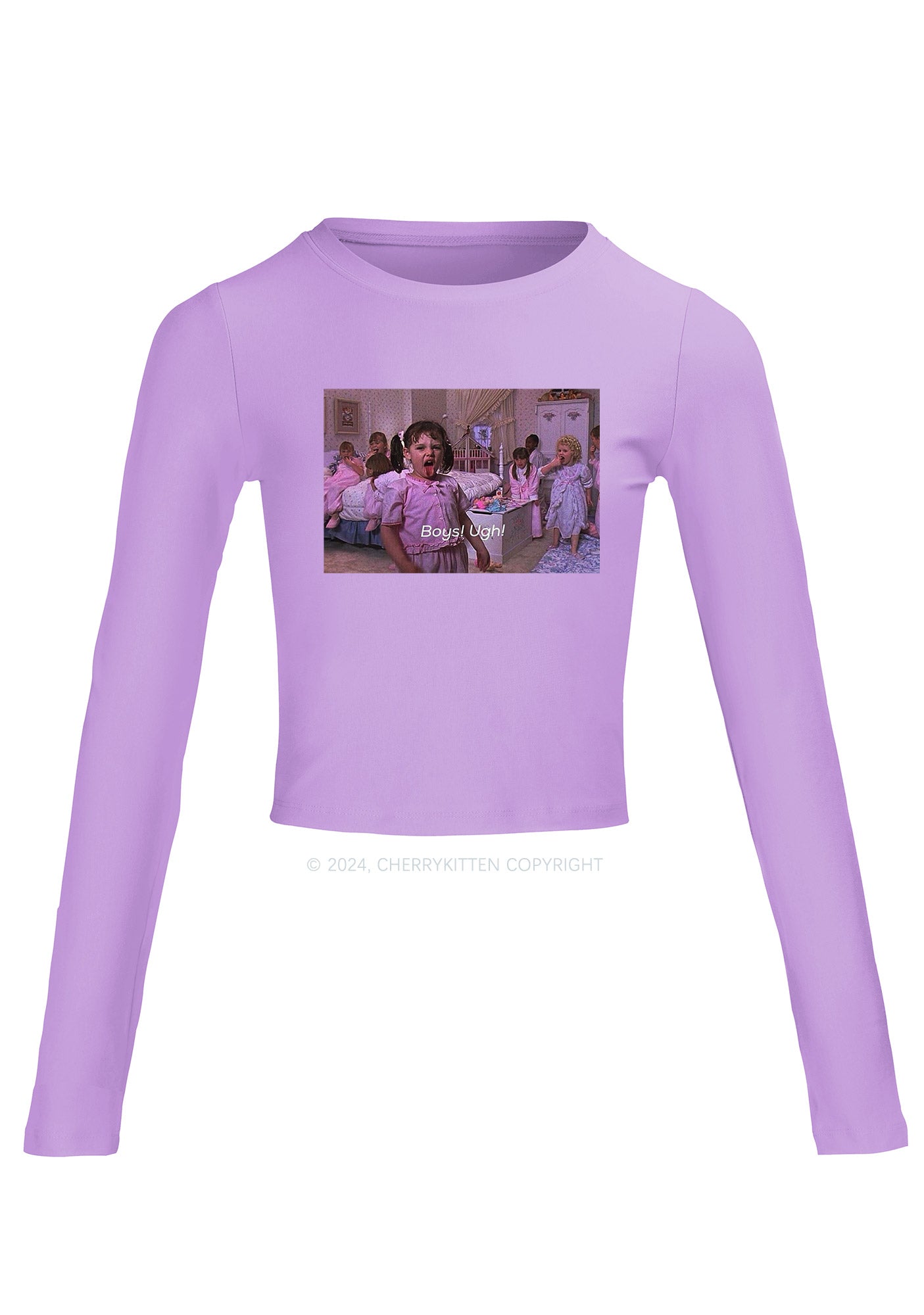 Boys Ugh Y2K Long Sleeve Crop Top Cherrykitten