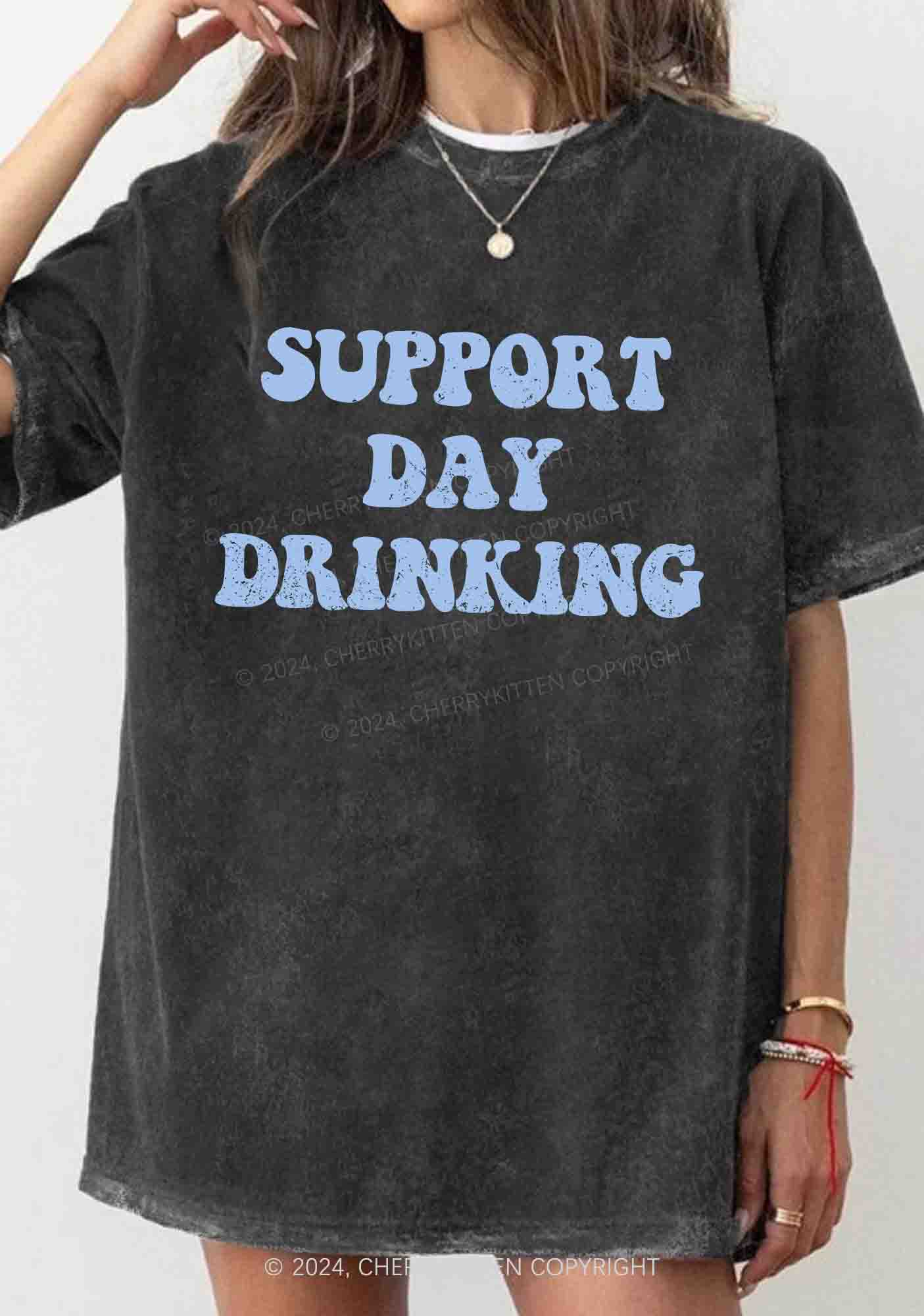 Support Day Drinking Y2K Washed Tee Cherrykitten