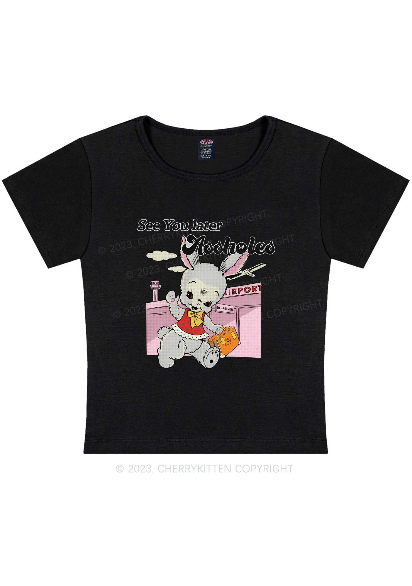 See You Bunny Y2K Baby Tee Cherrykitten