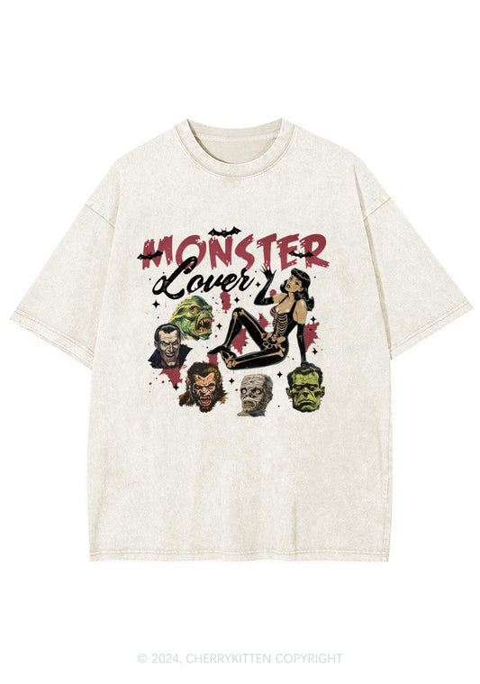 Halloween Monster Lovers Y2K Washed Tee Cherrykitten