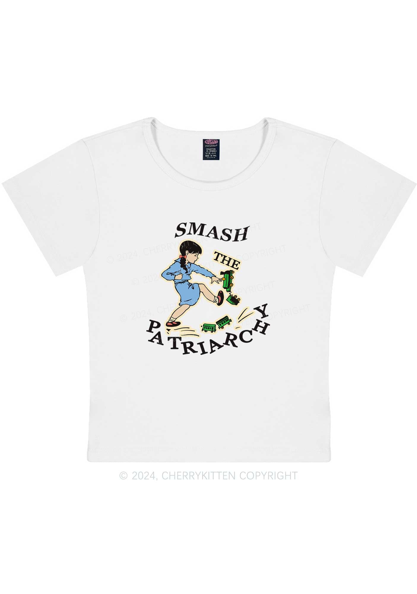 Curvy Smash The Patriarchy Y2K Baby Tee Cherrykitten