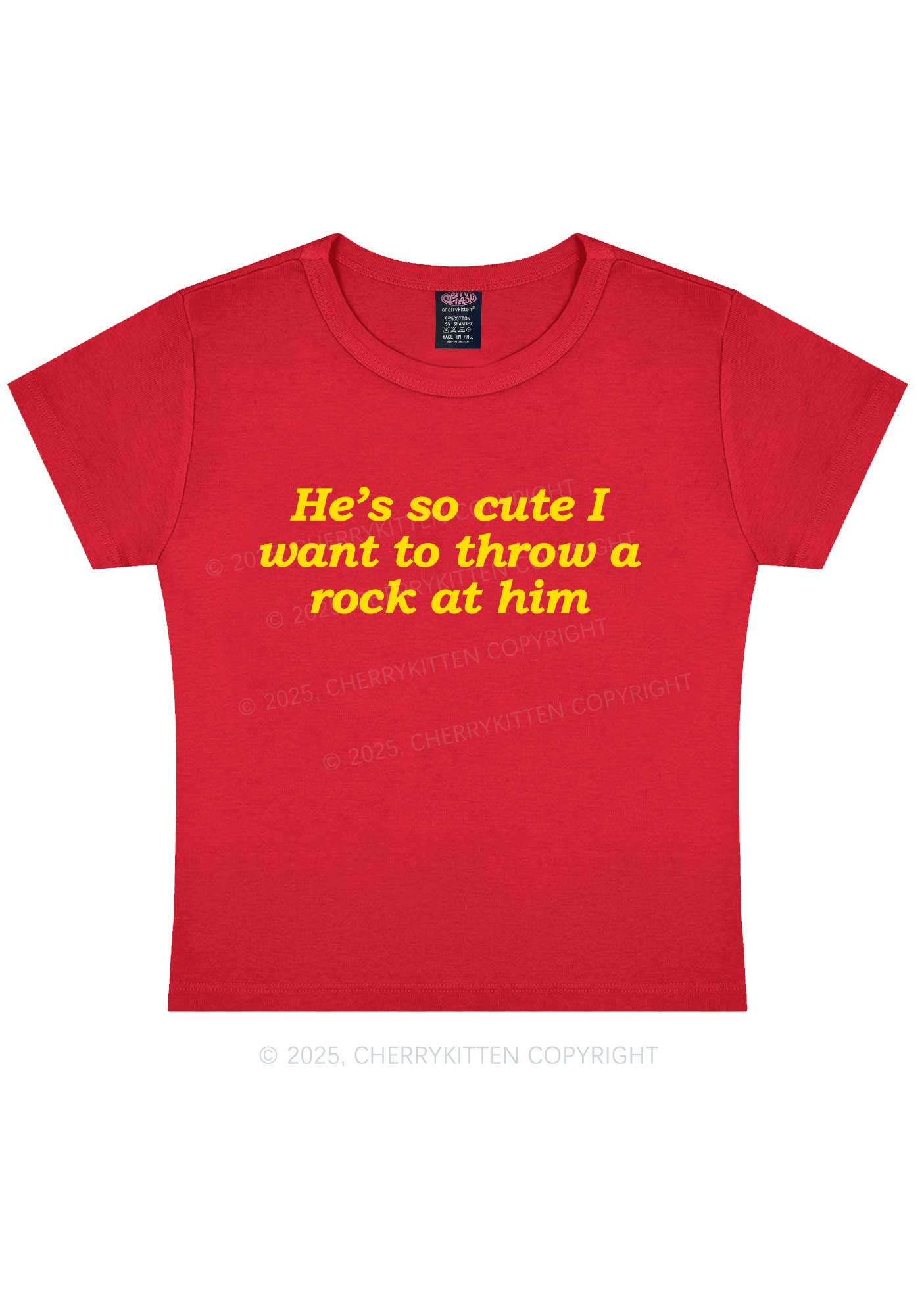 Throw A Rock At Him Y2K Baby Tee Cherrykitten