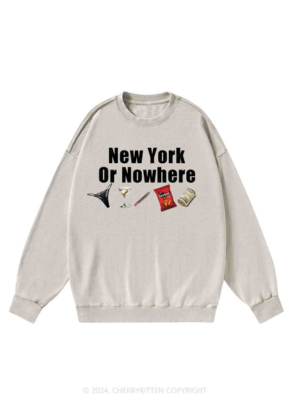 New York Or Nowhere Y2K Washed Sweatshirts Cherrykitten