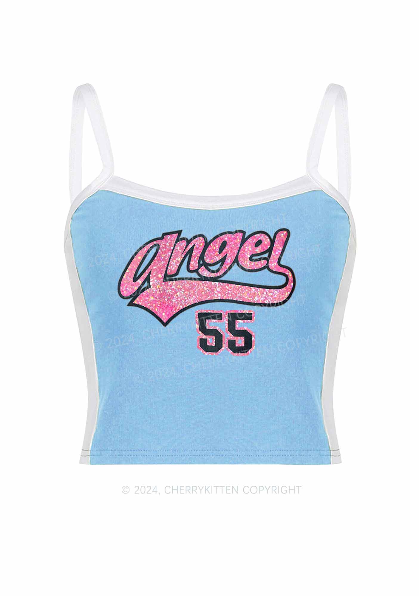 Angel Number Y2K Color Block Crop Cami Top Cherrykitten