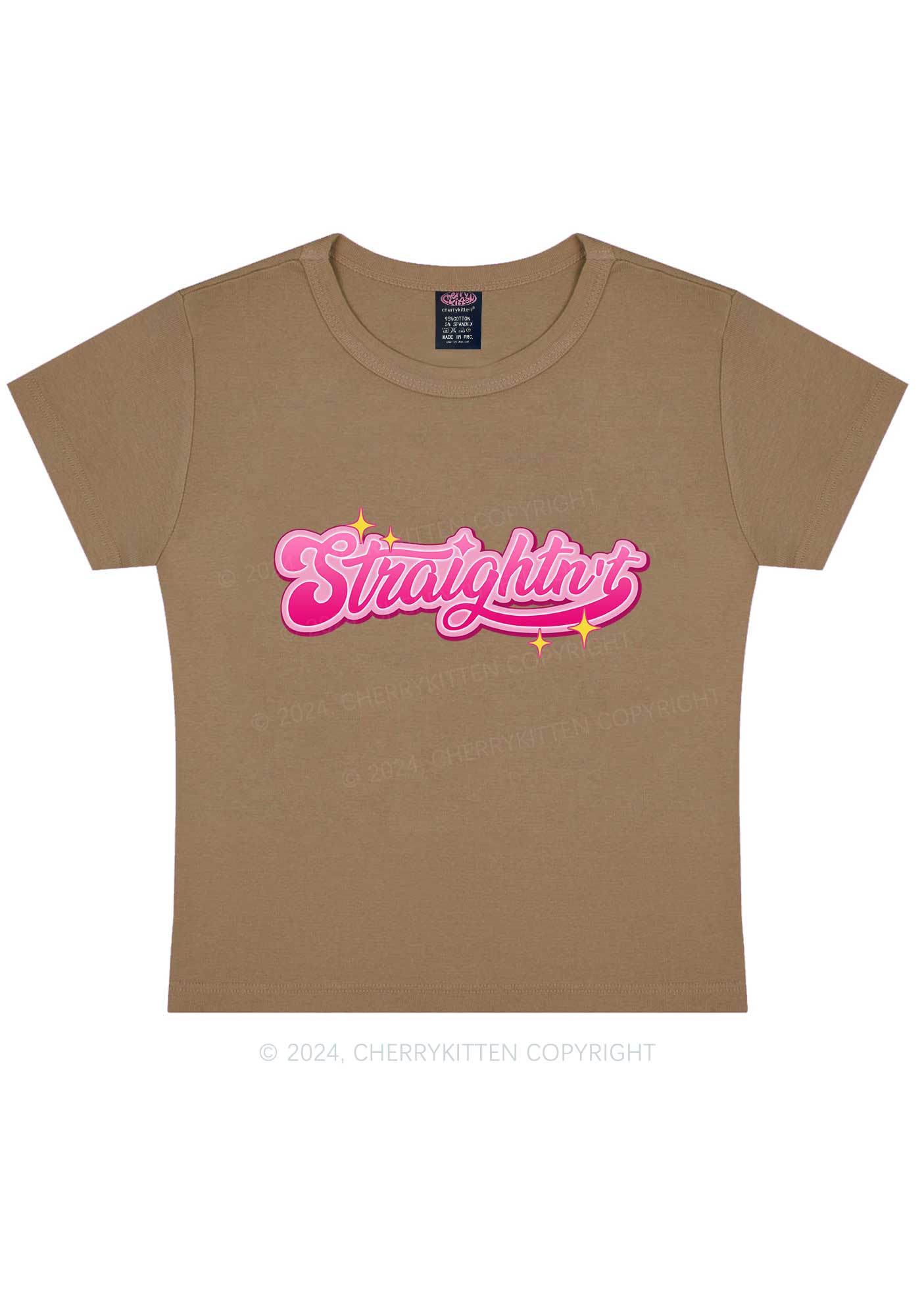 Straightn't Y2K Baby Tee Cherrykitten