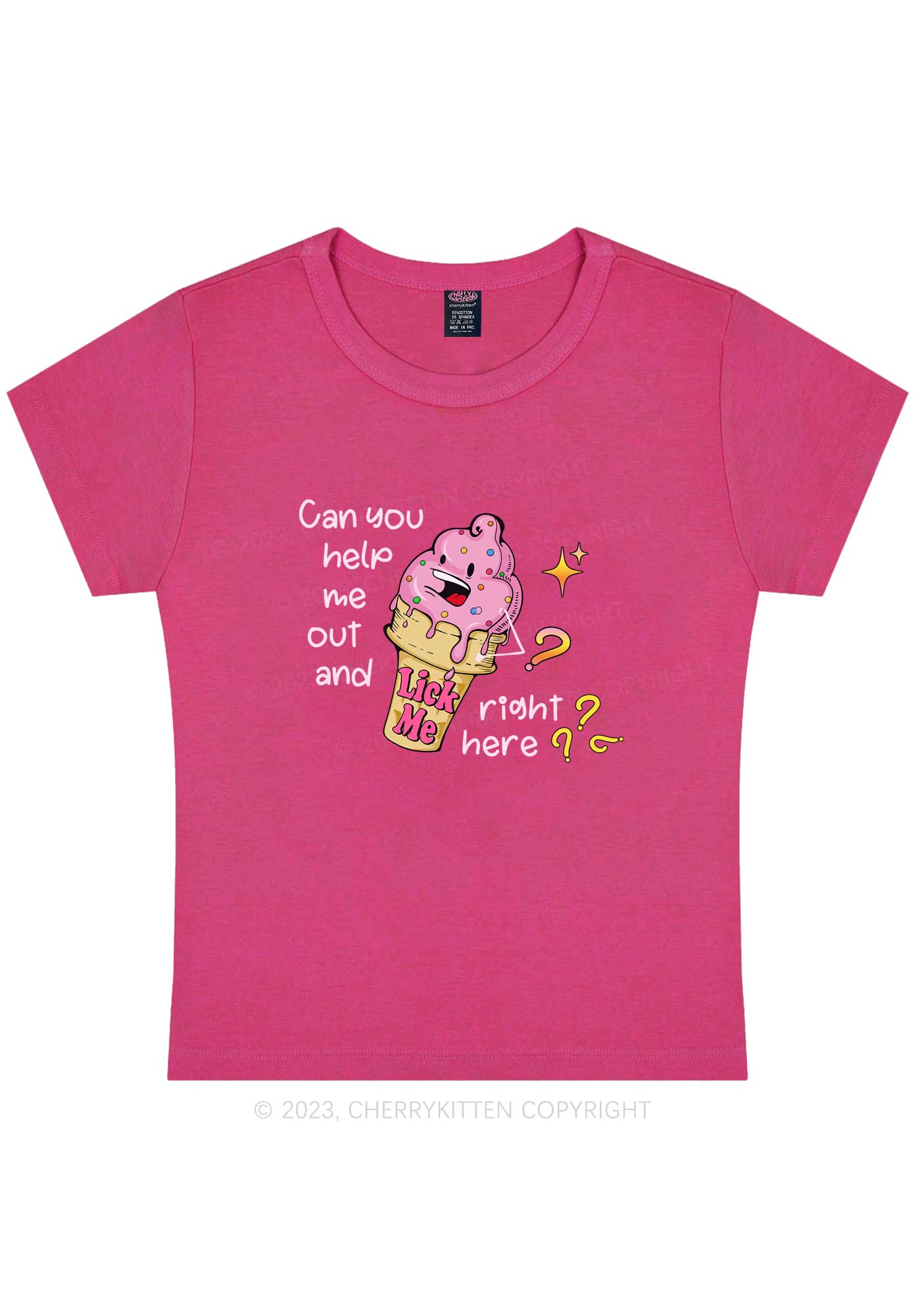 Curvy Lick Me Right Here Y2K Baby Tee Cherrykitten