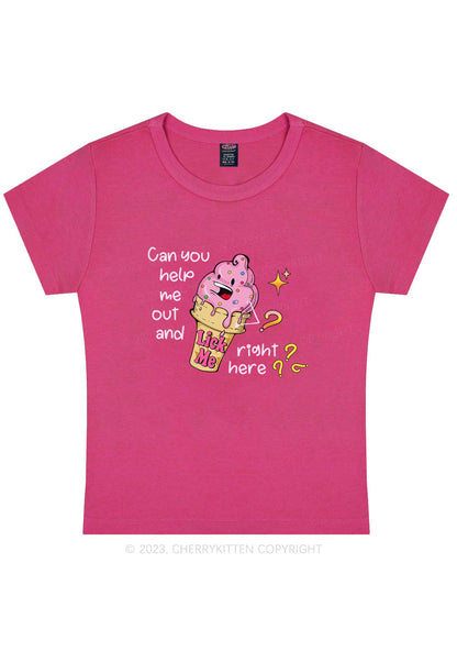 Curvy Lick Me Right Here Y2K Baby Tee Cherrykitten