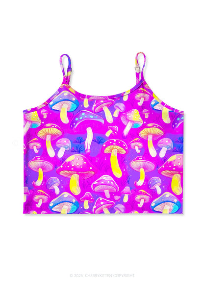 Trippy Mushrooms Y2K Print Cami Crop Top Cherrykitten