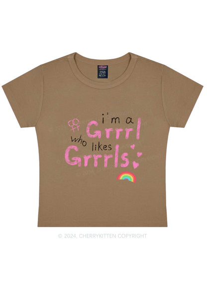 Grrrl Likes Grrrls Y2K Baby Tee Cherrykitten