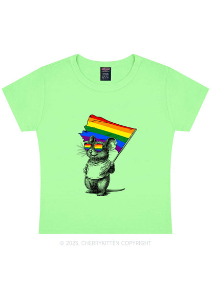 Rainbow Flag Rat Y2K Baby Tee Cherrykitten