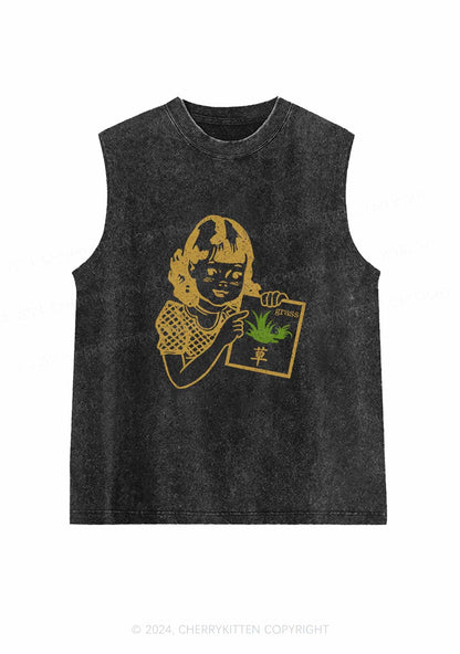 Green Grass Y2K Washed Tank Cherrykitten