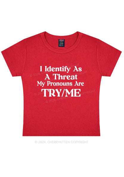 Identify As A Threat Y2K Baby Tee Cherrykitten