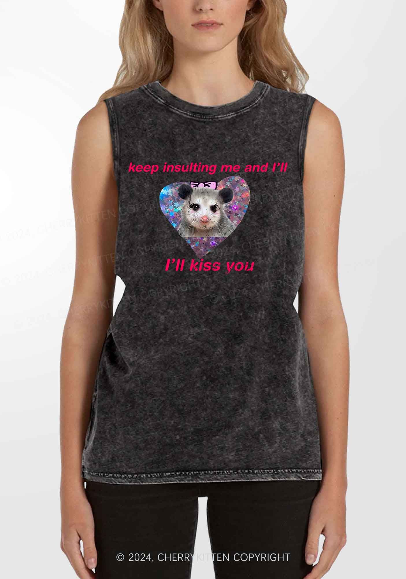 Keep Insulting Me And I'll Kiss You Y2K Washed Tank Cherrykitten