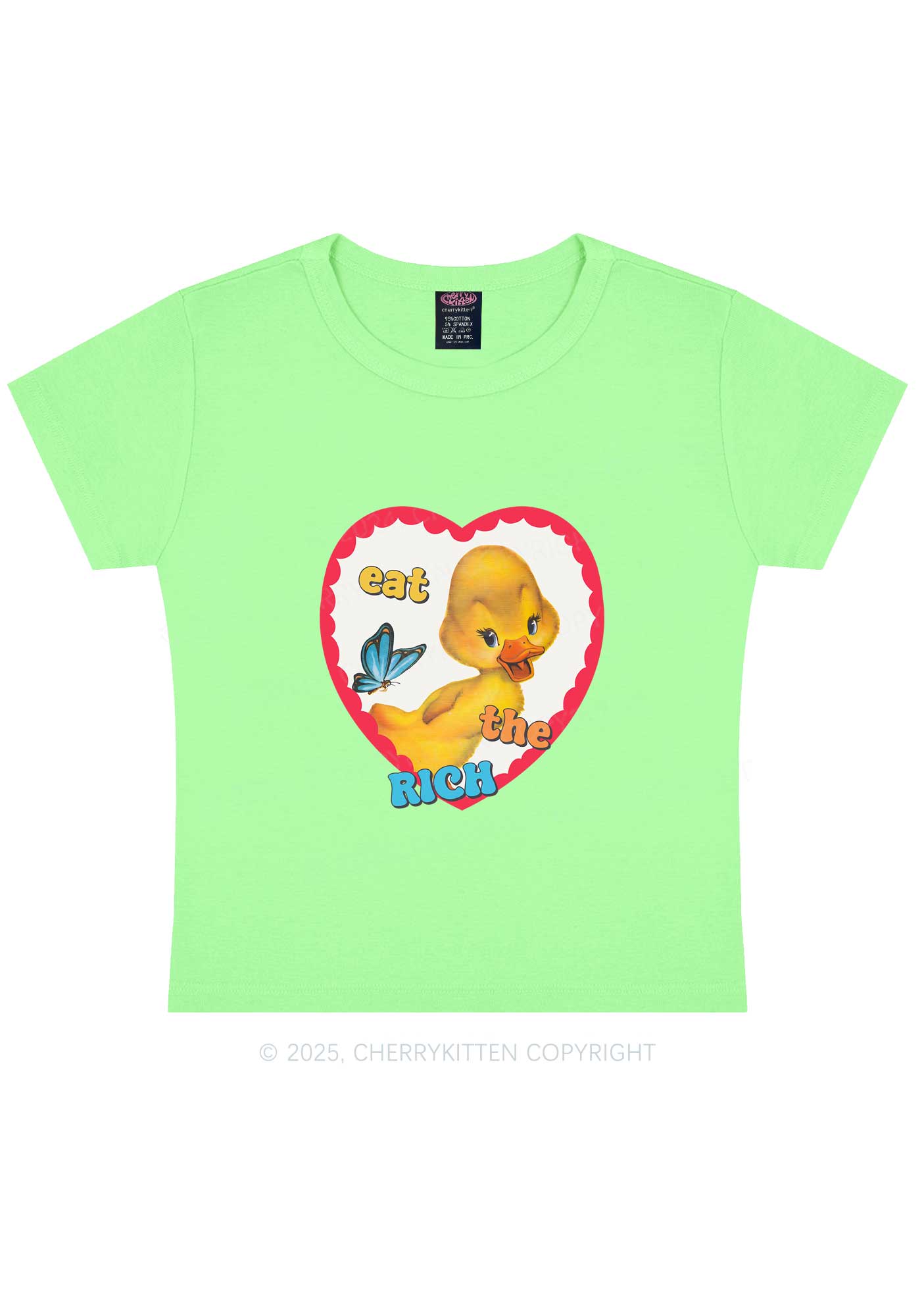 Eat The Rich Duck Y2K Baby Tee Cherrykitten