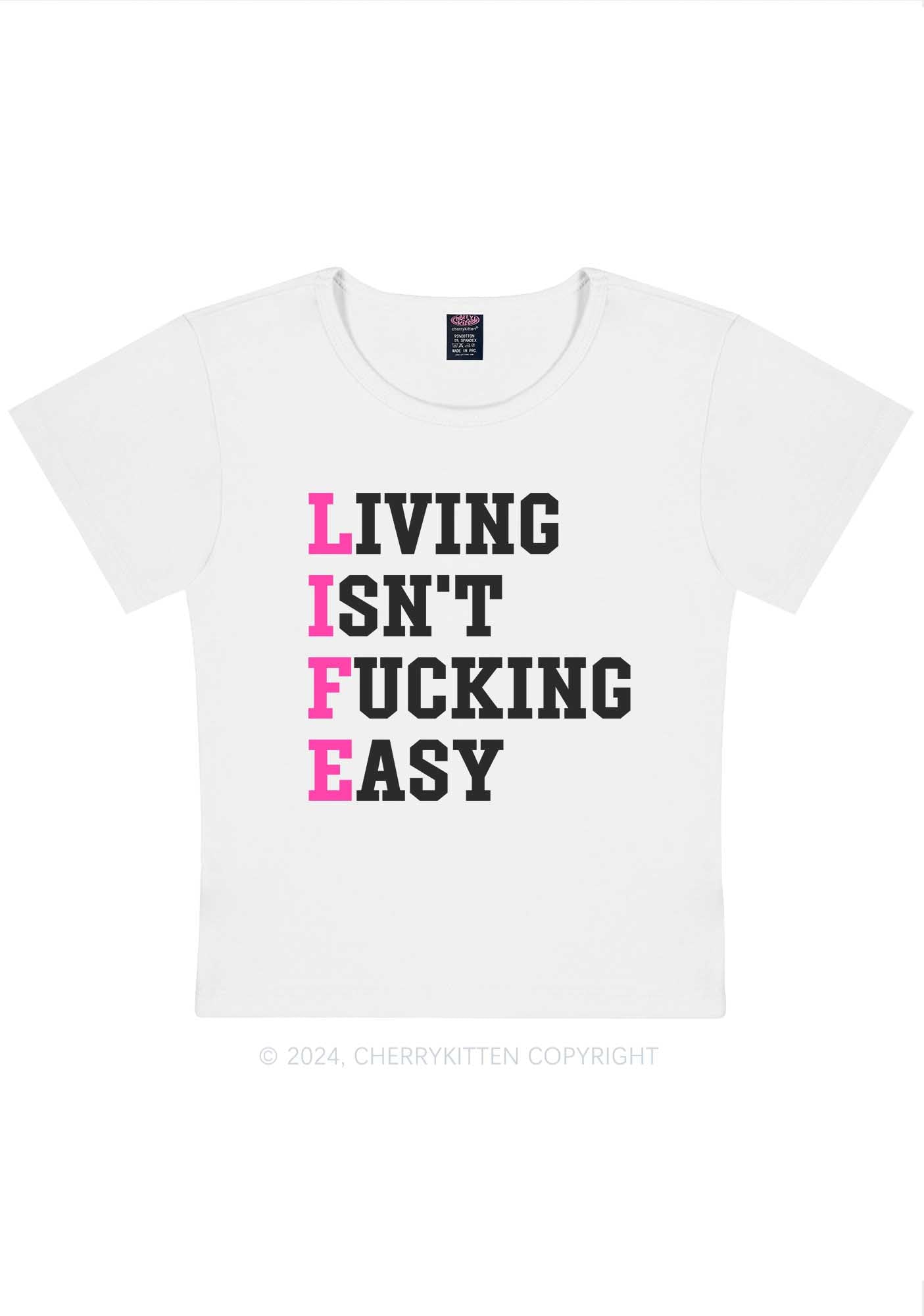 Curvy Life Isn't Easy Y2K Baby Tee Cherrykitten