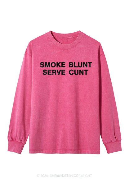 Smoke Blunt Y2K Washed Long Sleeves Cherrykitten