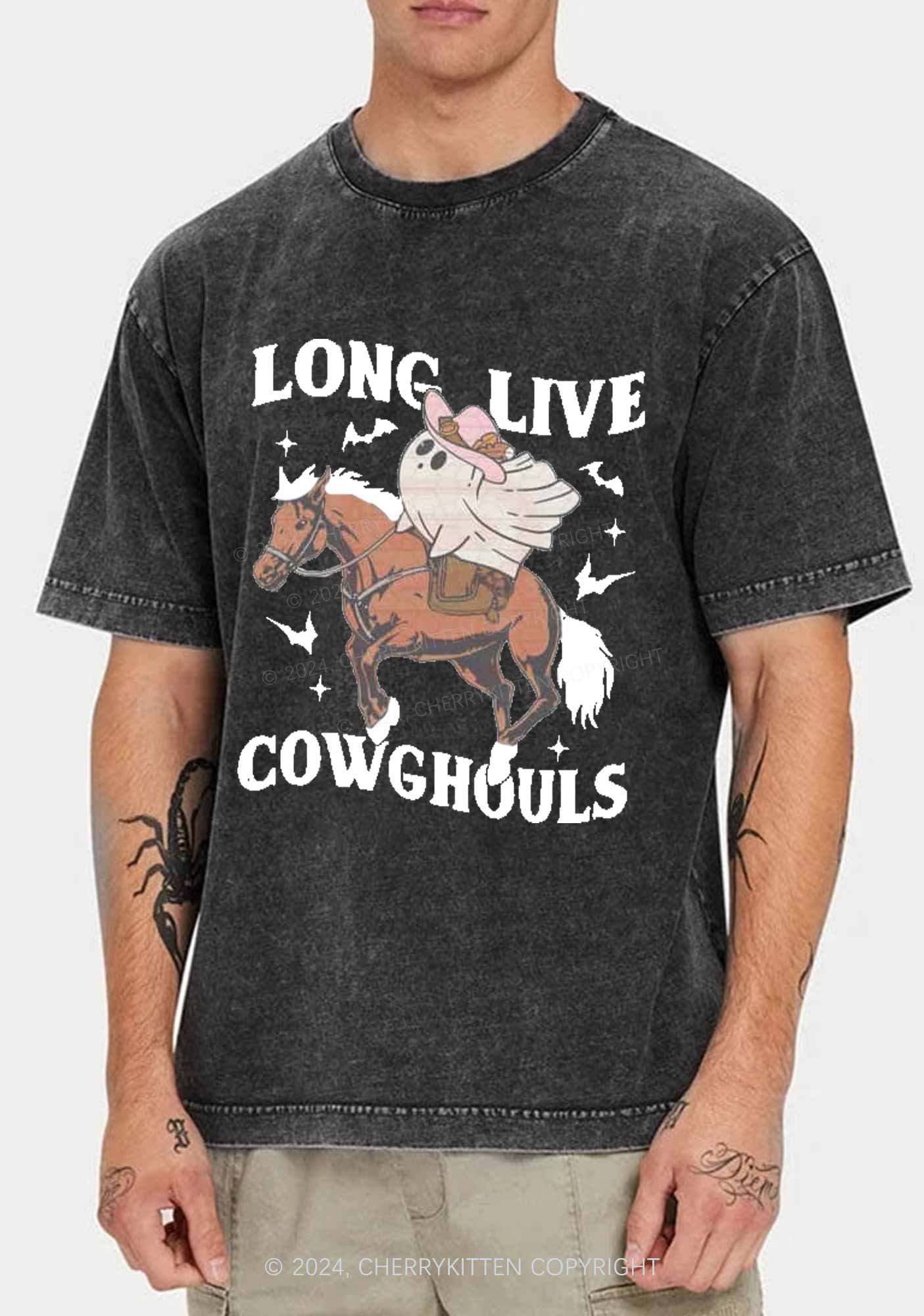 Halloween Long Live Cowghouls Y2K Washed Tee Cherrykitten