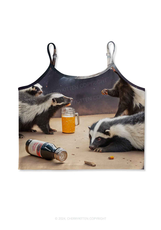 Drunk Badger Y2K Print Cami Crop Top Cherrykitten