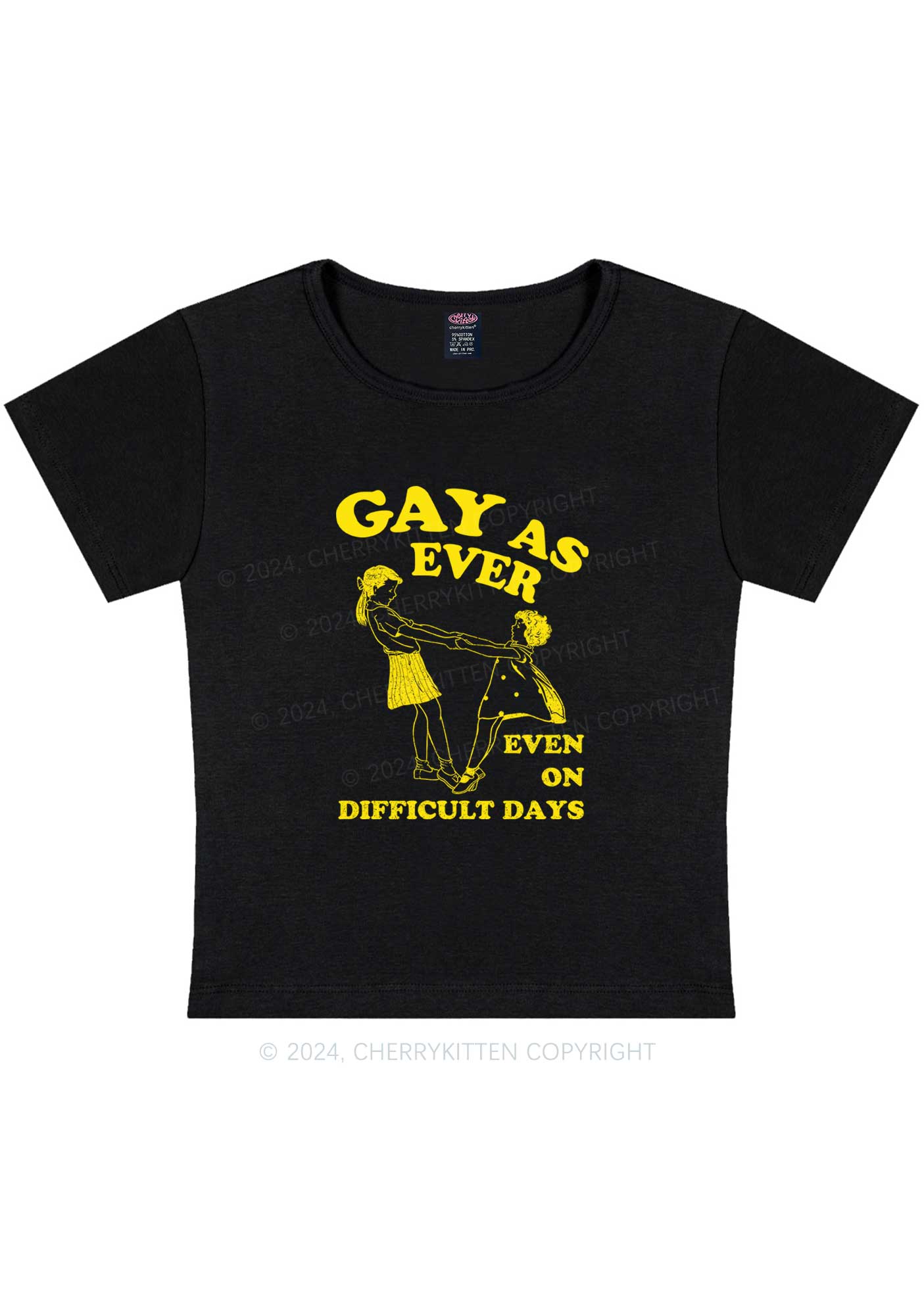 Curvy Gay As Ever Y2K Baby Tee Cherrykitten