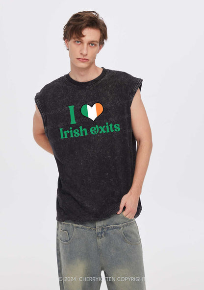 I Love Irish Exits St Patricks Y2K Washed Tank Cherrykitten