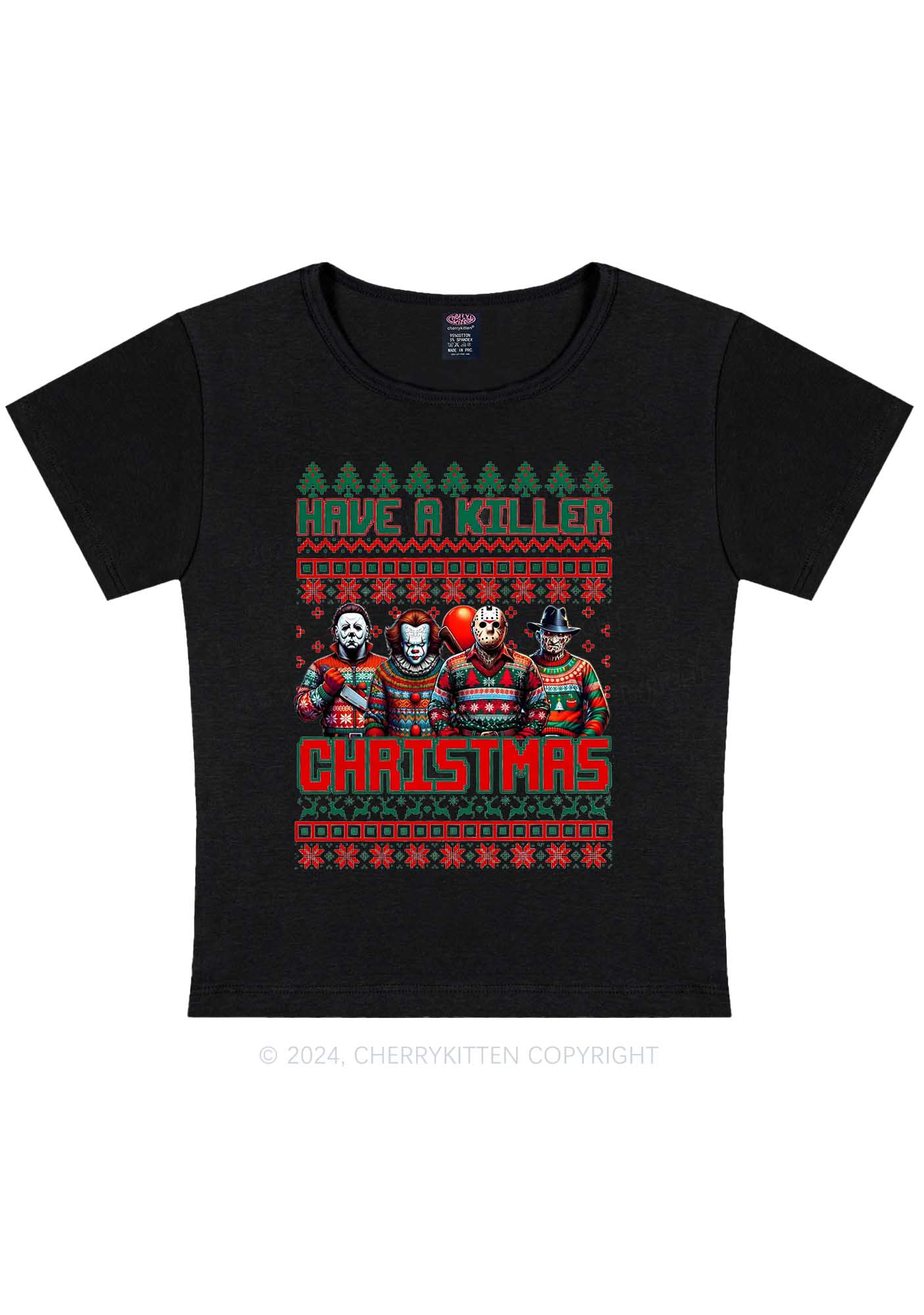 Christmas Have A Killer Y2K Baby Tee Cherrykitten