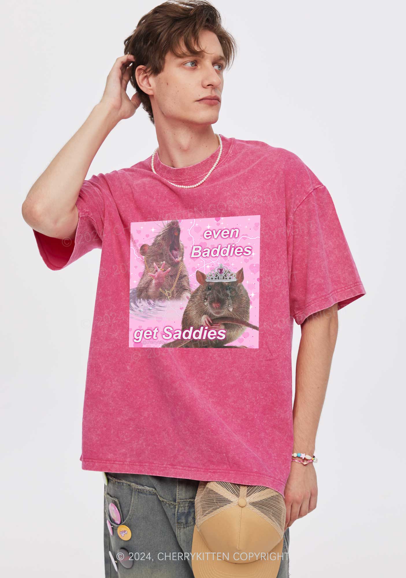 Rat Princess Get Saddies Y2K Washed Tee Cherrykitten