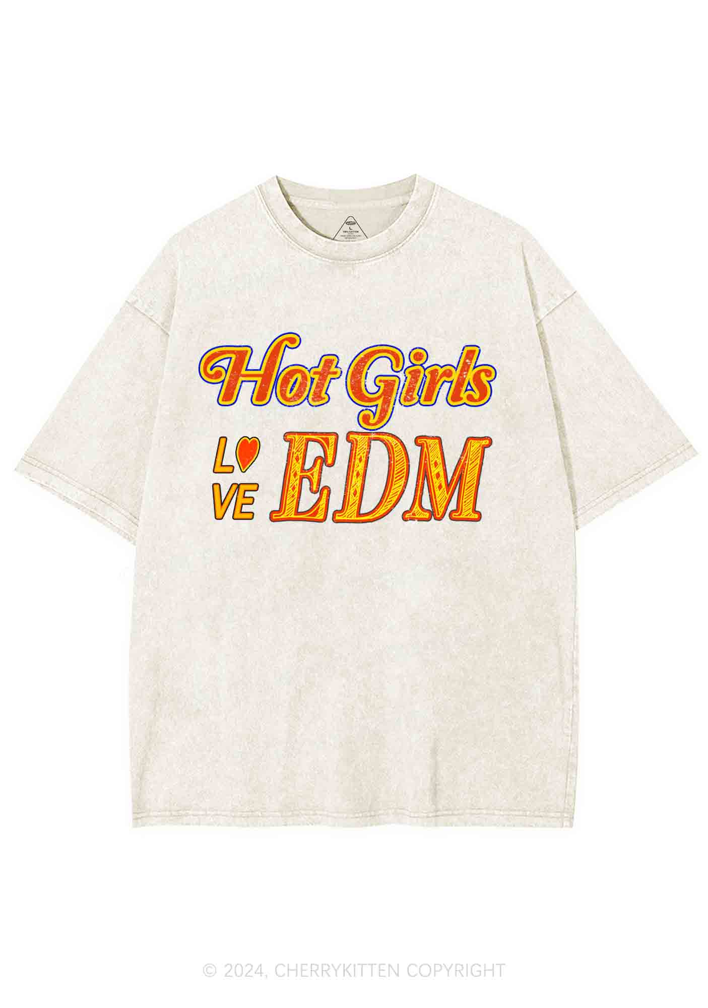 Hot Girls Love Edm Y2K Washed Tee Cherrykitten