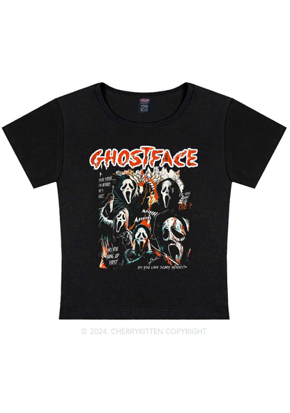 Halloween Scream Ghost Y2K Baby Tee Cherrykitten