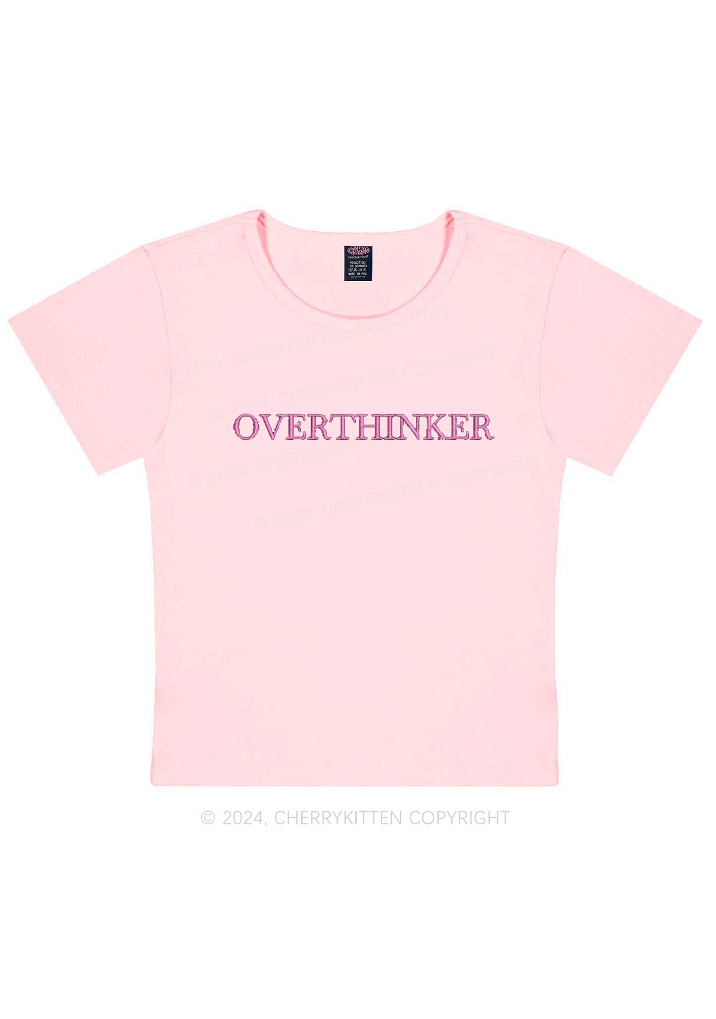 Embroidered Overthinker Y2K Baby Tee Cherrykitten